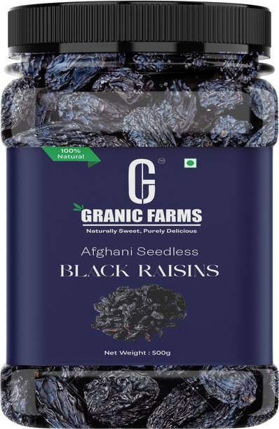 GRANIC FARMS Premium Seedless Black Raisins| Kishmish Without Seeds| Dry Grapes| Raisins
