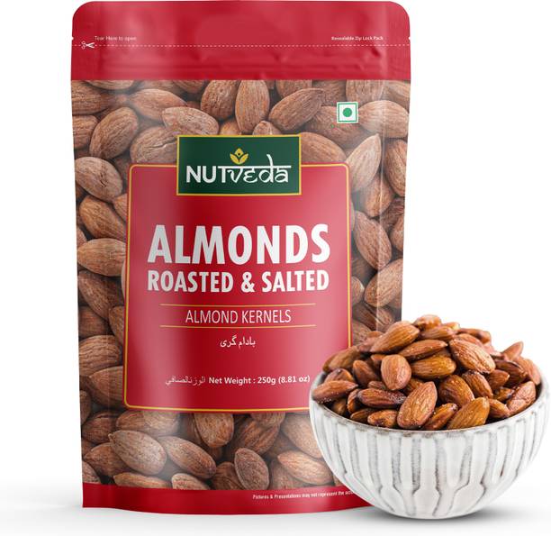 nutveda Roasted & Salted Almonds (Crunchy Almond Kernels) Badam Giri Almonds