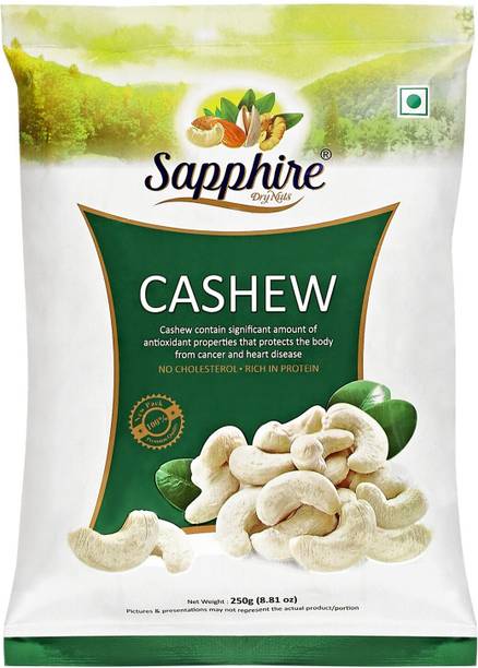 Sapphire Regular Raw Cashews 250g Pack of 1 Cashews