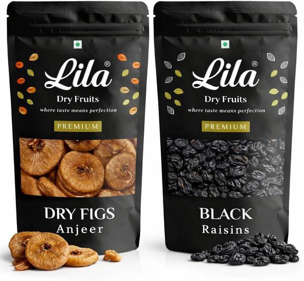 lila dry fruits Dry Fruits Combo Anjeer Black Raisins 200 gms x 2 Each Figs, Raisins