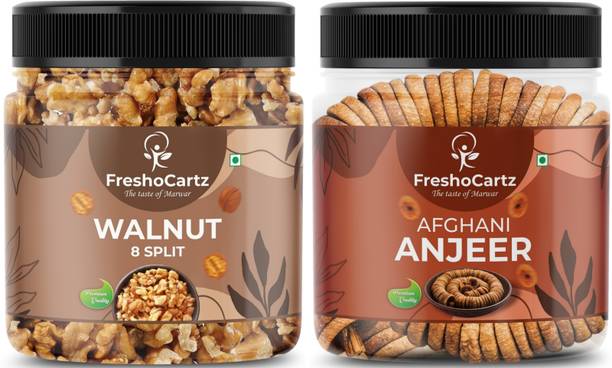 FreshoCartz Dry Fruits Combo | Figs and Walnut 250gm Each | Anjeer Akhrot Combo Figs, Walnuts