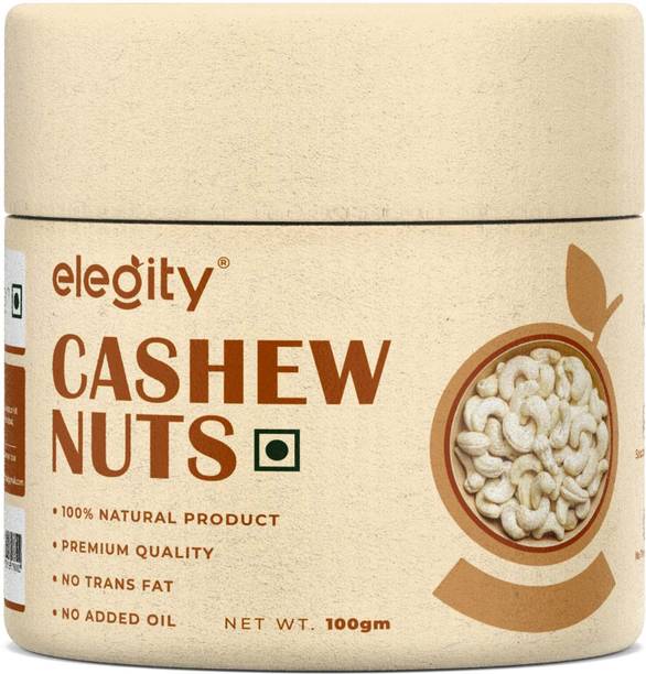Elegity Plain Cashew - Papertube (100 gm)| Whole Kaju - Nutritious, Delicious & Crunchy Cashews