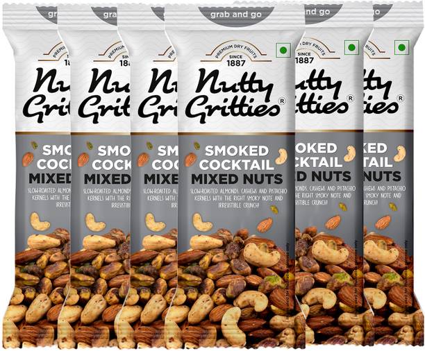 Nutty Gritties Grab And Go Smoked Cocktail Mixed Nuts | Flavoured Almonds, Cashews, Pistachios