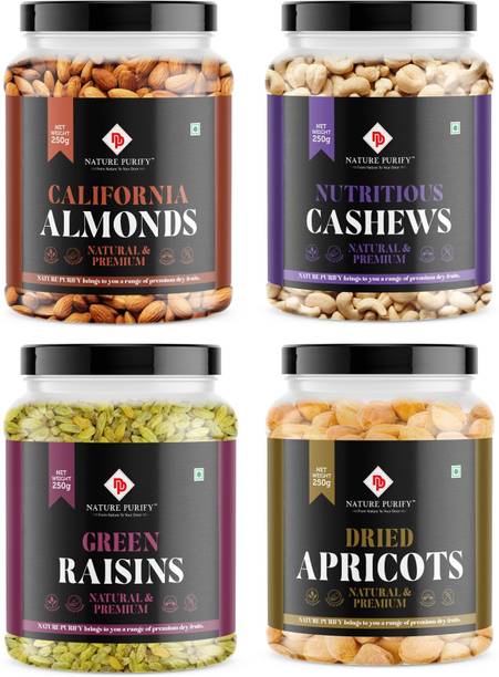 Nature Purify Premium Dry Fruit Combo ( Almond, Cashew, Apricot, Green Raisins 250g Each ) Almonds