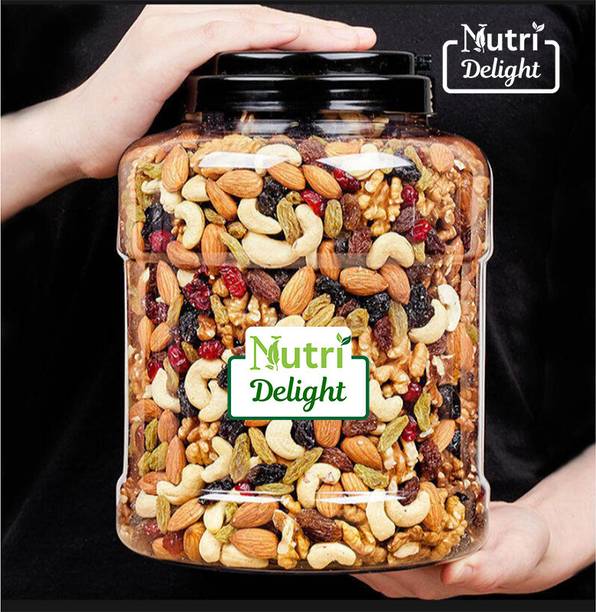 Nutri Delight Trail Mix Mixed Dry Fruits,Berries & Seeds 12+ in 1 Healthy Snack Panchmeva Almonds, Apricots, Cashews, Figs, Dry Dates, Raisins, Kiwi, Assorted Seeds & Nuts