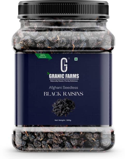 GRANIC FARMS Premium Afghani Seedless Black Raisins 1kg | Kishmish Without Seeds| Black Raisins