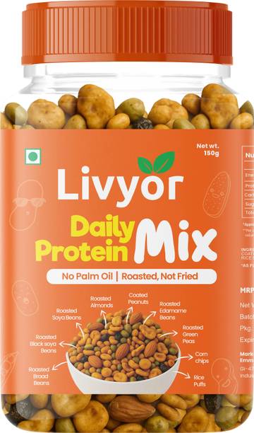 LIVYOR Daily Protein Mix | 25g Protein per 100g | Roasted, Not Fried | Desi Masala Assorted Nuts, Almonds