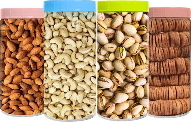 41 foods Dry fruits combo pack of Premium 4 Anjeer Badam Kaju Pista (150gm x 4) 600 GM Almonds, Cashews, Pistachios, Figs