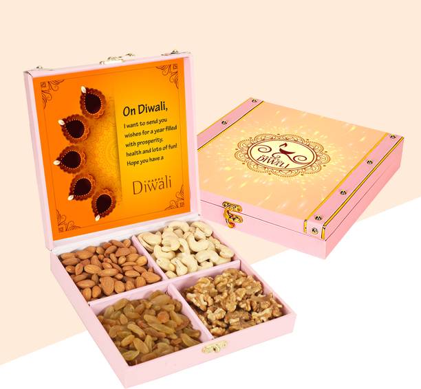 Chocoloony Diwali Hamper Dry Fruit Wooden Box Almonds, Cashews, Raisins, Walnuts