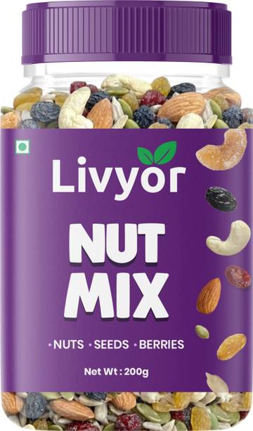 LIVYOR Premium Nutmix Dry Fruits Combo | Mix Dry Fruits | Nuts Seeds Berries Cashews, Almonds, Raisins, Cranberries, Assorted Seeds & Nuts