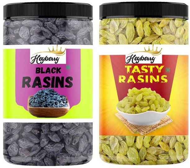Heyberry Premium Dry Fruits Combo Pack 300g Black Kishmish 150g , Kishmish 150g Black Raisins, Raisins