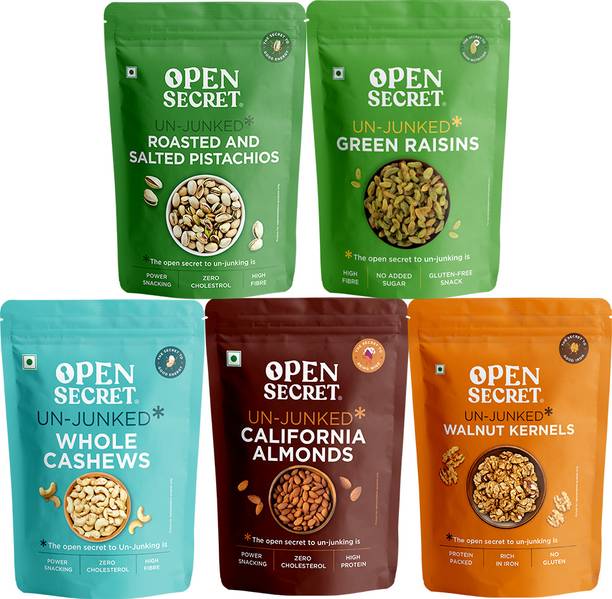 OPEN SECRET Dry Fruit Combo Badam Almonds Cashews Akhrot Walnuts Pista Kishmish Raisins Assorted Nuts
