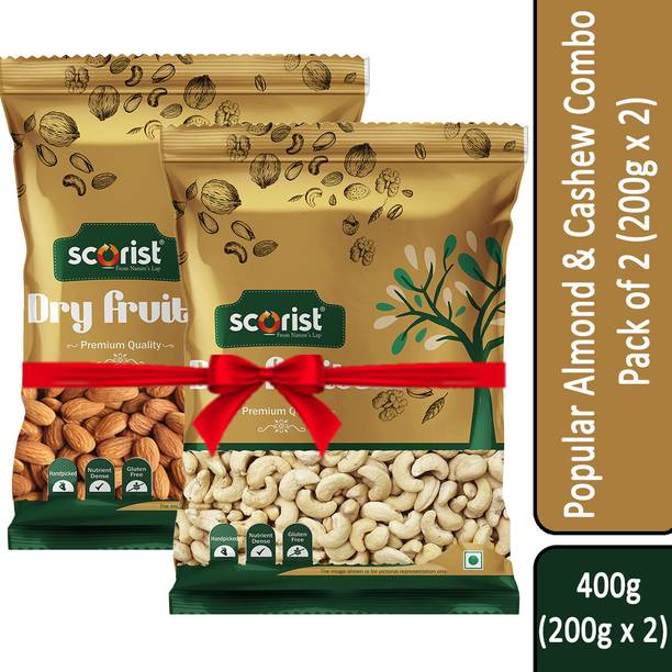 Scorist Popular Dry Fruits Combo (Almonds + Cashews) 400g | Almonds, Cashews
