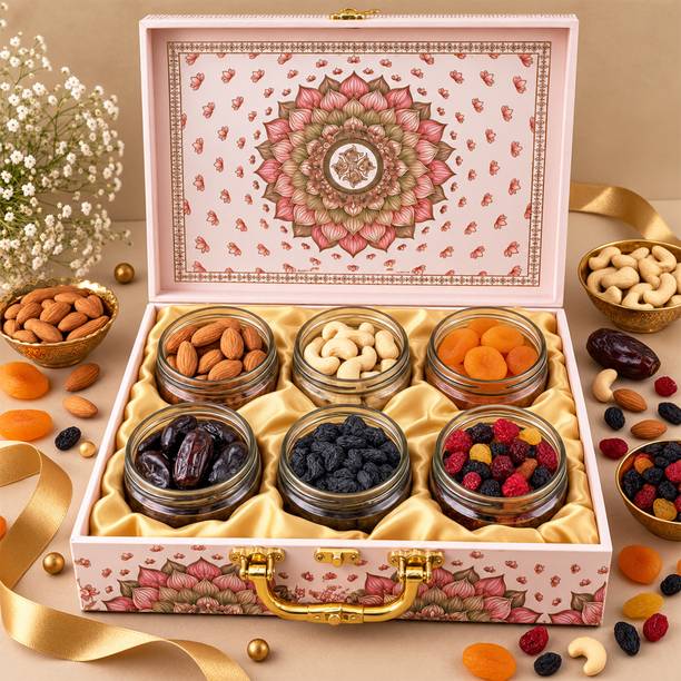 BrijBooti Dry Fruits Box | Almonds, Cashew, Apricot, Khajoor, Black Kishmish & Mix Berries Assorted Nuts