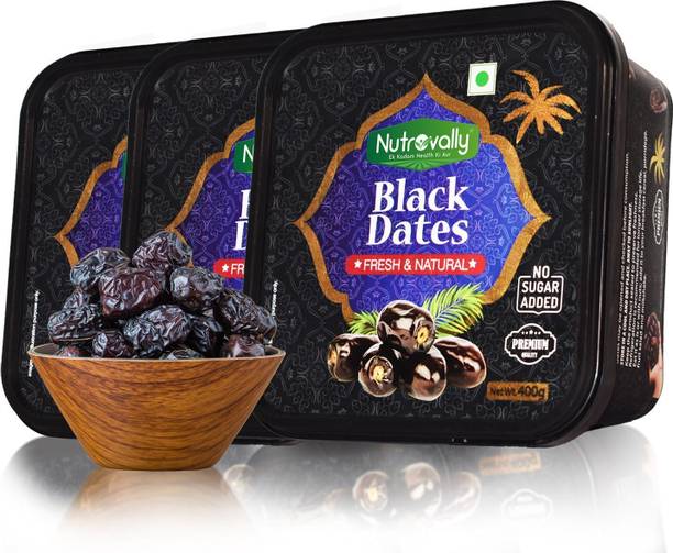 NutroVally Premium Black Dates | Strong Bones Support | Fresh, Natural & Antioxidants Dates