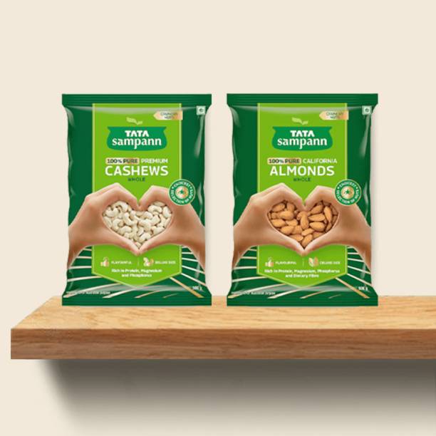 Tata Sampann Combo of Premium Cashew Whole 500gm & California Almonds Whole 500g Almonds, Cashews