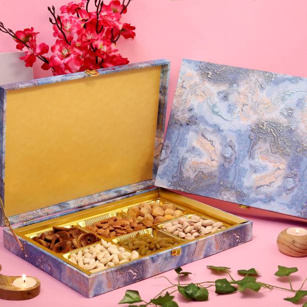 Riwaz Blue Marbel Design Premium Dry Fruit Box | Gift Pack of Dry Fruits & Nuts