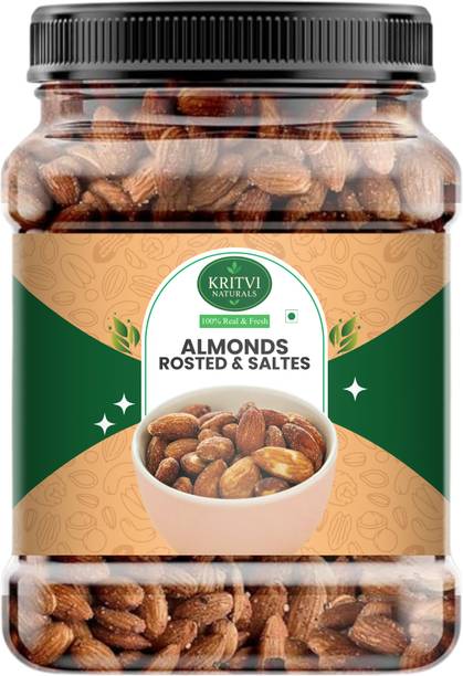 KRITVI NATURALS Premium Roasted and Salted Badam - High Protein Dry Fruit Almonds