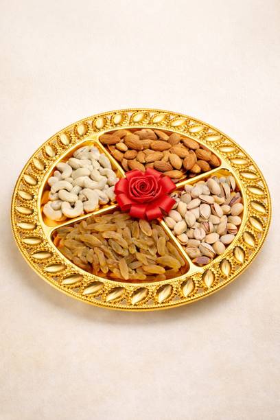 Hobby Herbs Dryfruits Gift Pack Thali Hamper For Gifting 400gm | Dry Fruit Thali | Almonds, Cashews, Raisins, Pistachios