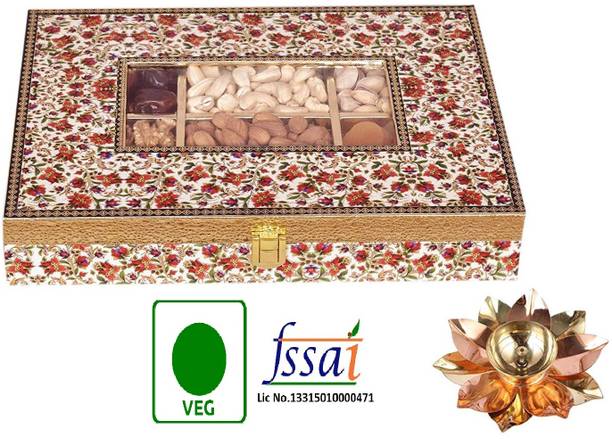 FOOD LIBRARY THE MAGIC OF NATURE Luxury Diwali Dry Fruits Gift Hamper and Free Lotus Diya (mm 1620) Assorted Nuts