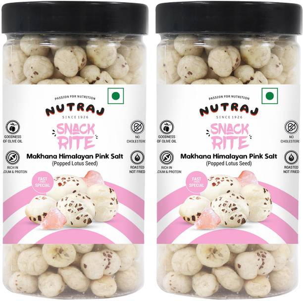 Nutraj Snackrite Himalayan Pink Salt Foxnut 140g (70g x 2), Roasted Makhana Olive Oil, Fox Nut