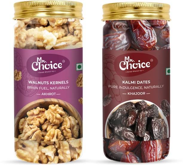 Mr Choice Premium Walnut Kalmi Date | Healthy Snacks & Rich in Protein | 350g | Pack of 2 Dates, Walnuts