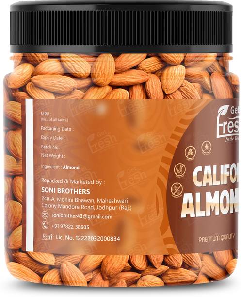 Get Fresh Premium Naturals California Almonds|Nutritious Snack for Baking, Cooking & More, Almonds