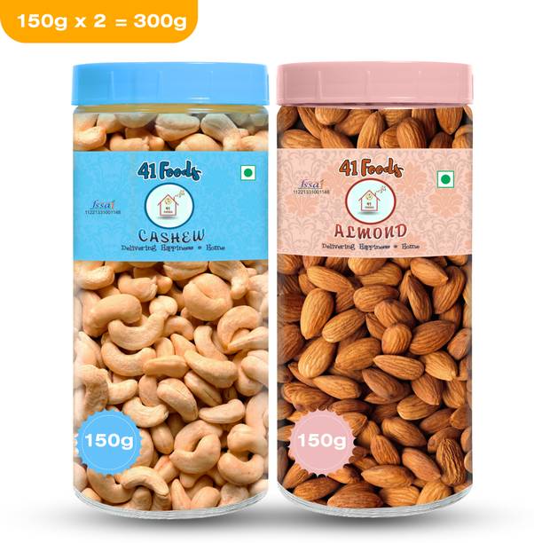 41 foods Dry fruits combo pack of Cashews Almonds | badam Kaju (150x2) 300 GM Almonds, Cashews