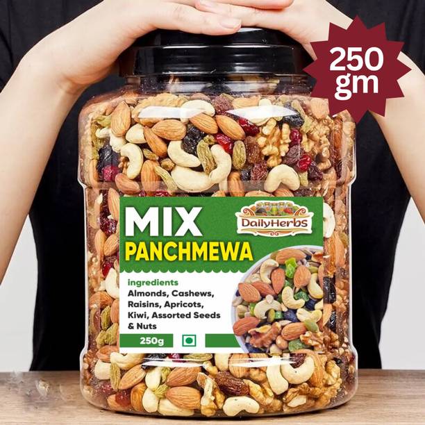 DAILYHERBS Mix Dry Fruit | PanchMewa Mix | 250gm | AA+ Almonds, Cashews, Raisins, Apricots, Assorted Nuts