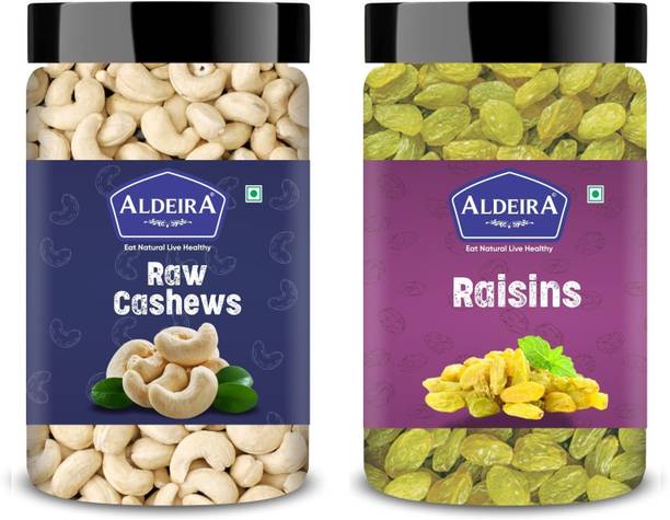 Aldeira Natural Cashew 100gm + Kishmish 100gm (200gm) Dry Fruits Combo(100g Each) Cashews, Raisins