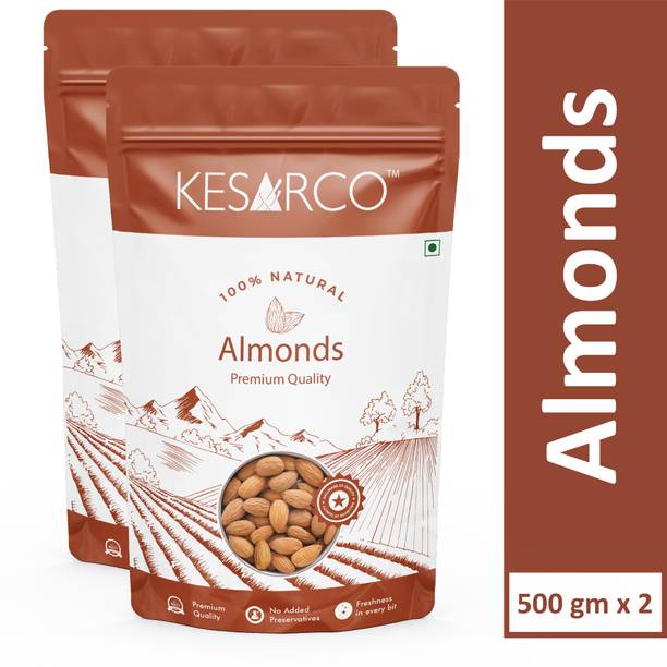 KESARCO 100% Natural Raw Almonds | Premium Badam Giri | Whole Almond Kernels 1 Kg Almonds