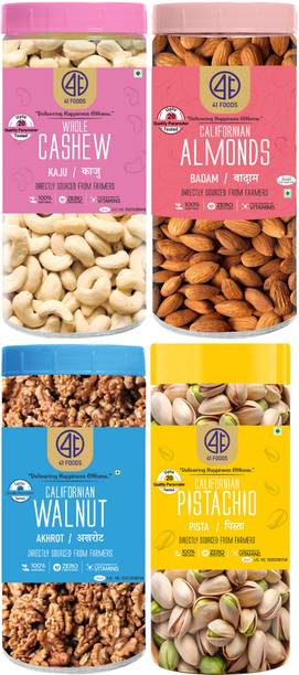 41 foods Combo pack of 600GM Pistachios, Walnuts, Almonds, Cashews