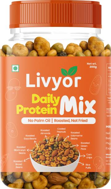 LIVYOR Daily Protein Mix | 25g Protein per 100g | Roasted, Not Fried | Desi Masala Assorted Nuts, Almonds
