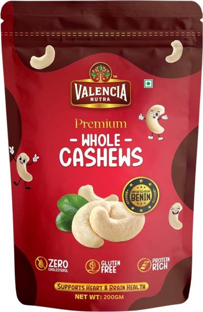 VALENCIA NUTRA Whole Cashews Zero Cholesterol I Grade W240 I Dry Fruits Kaju Healthy Snacks Cashews