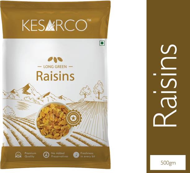 KESARCO Premium Seedless Green Raisins, Kishmish, Nutritious, Rich in Iron - 500 g Raisins