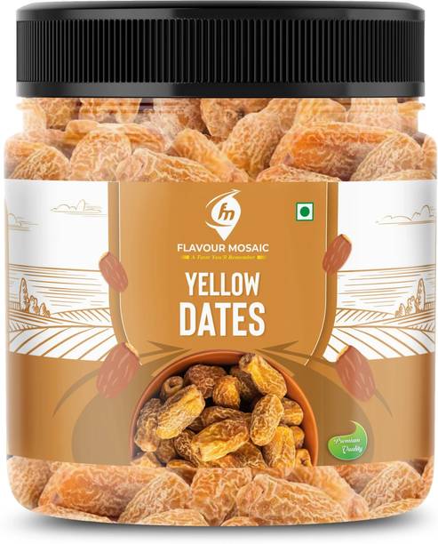Flavour Mosaic Yellow Dates Khajoor Chuara 500g | Non-GMO Dried Dry Fruits Dates