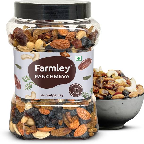 Farmley Mix Dry Fruit - Panchmeva -Almond,Cashew,Dates,Black Raisin,Green