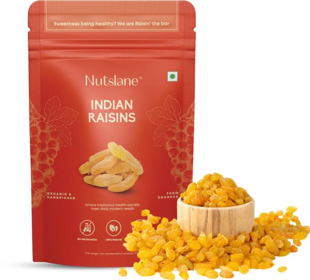 Nutslane Premium Green Long Raisins Kishmish 450g, Source of Potassium, Dry Fruits Snack Raisins