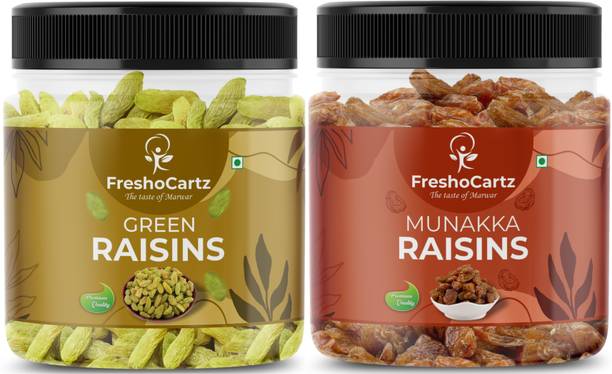 FreshoCartz Dry Fruits Combo | Green & Munakka Raisins Combo | Munakka Hari Kismis Combo Raisins
