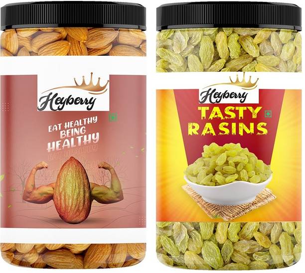 Heyberry Premium Dry Fruits Combo Pack 500g Almonds, Raisins