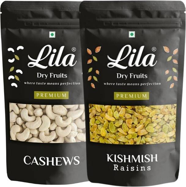 lila dry fruits COMBO [ CASHEWS 100 G & RAISINS 100 G]|PREMIUM QUALITY | KAJU KISHMISH (2*100 G) Cashews, Raisins