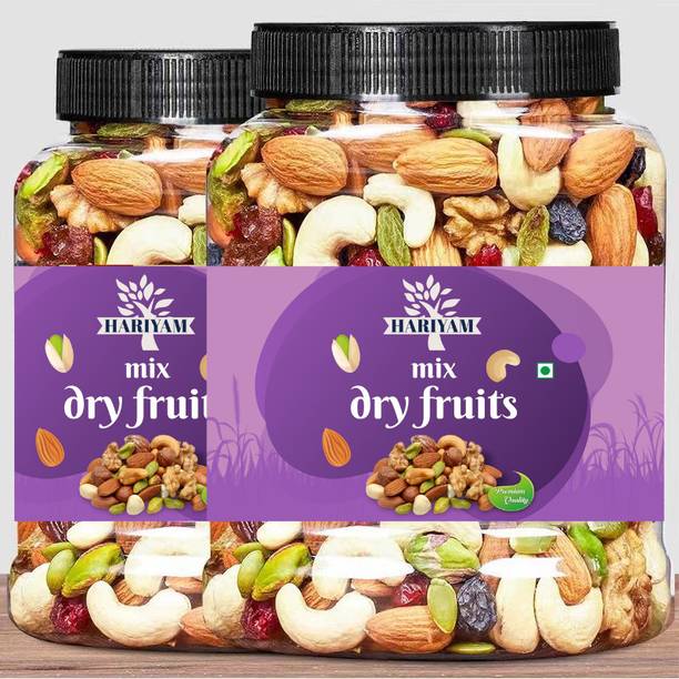 HARIYAM 100% Natural Premium Mix Dry Fruits |Healthy Nutmixed| [ 500GM] [ JAR ] Almonds, Cashews, Raisins, Pistachios, Walnuts, Kernels, Dates, Apricots, Dry Dates, Figs