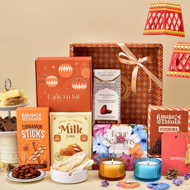 HyperFoods Diwali Sweets Gift Box with Mithai & Dry Fruits Almonds