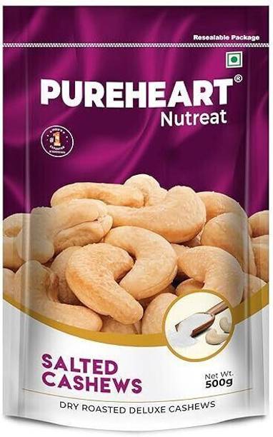 PUREHEART Roasted Nutreat Salted Cashews |Premium Salted Whole Cashew Nuts/Kaju Dry Fruit| Cashews
