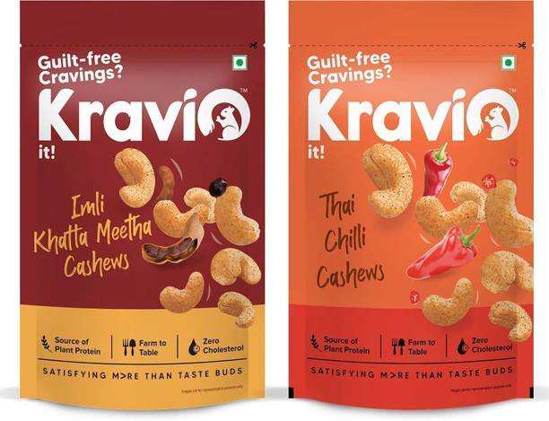 Kravio Thai Chilli & Imli Khatta Meetha Cashew Nuts Dry Fruits Combo pack Cashews
