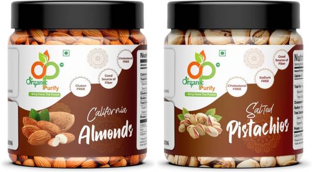 Organic Purify California , Salted | Dry Fruits Combo Pack ( each) Pistachios, Almonds