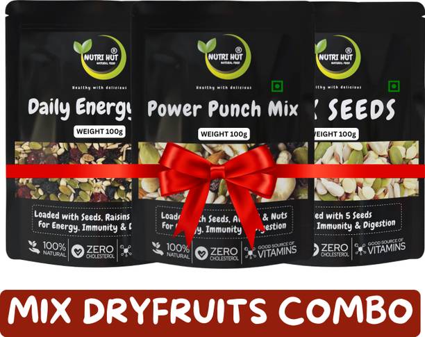 Nutri Hut Mix Dry Fruits Combo | Mix Seeds Combo | Superfood Snack | Protein & Fiber Rich Assorted Seeds & Nuts, Cashews, Almonds, Raisins, Watermelon