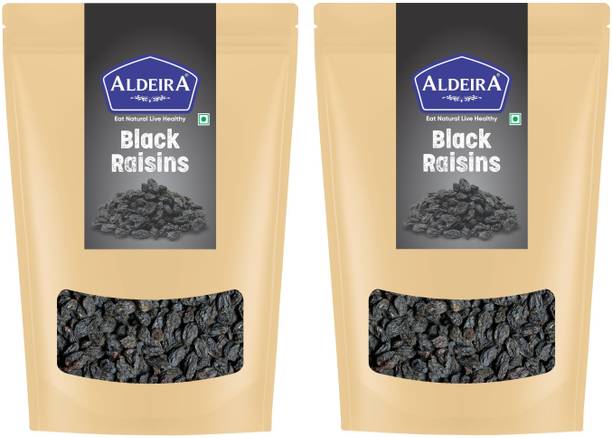 Aldeira Seedless Black Raisin 400gm Dry Fruits Pack of 2 (200g Each) Kali Kishmish Raisins