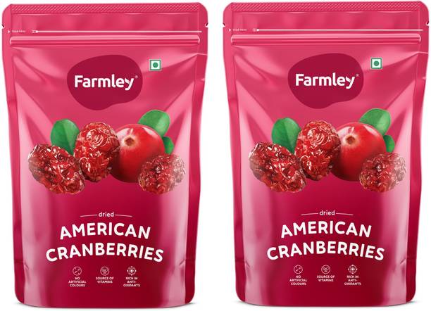 Farmley Premium California Whole Dried Cranberries 400g pack of 2 (Each 200g) Cranberries