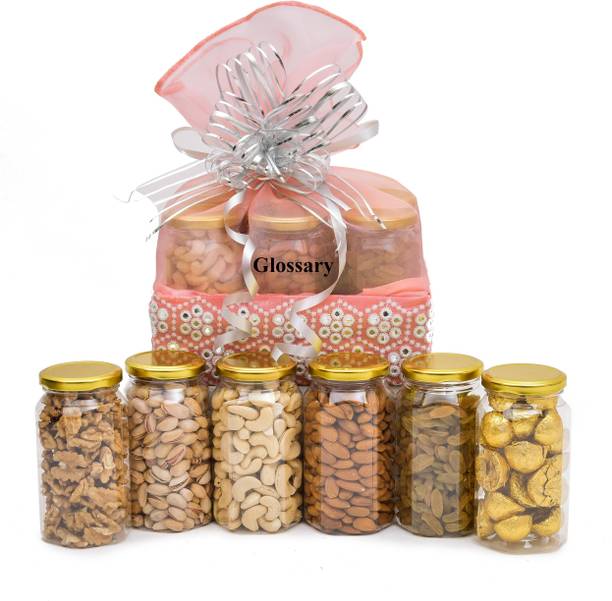 Glossary DRY FRUIT & NUT GIFT HAMPER/BASKET/BOX/PACK1500GM Cashews, Almonds, Pistachios, Raisins, Walnuts